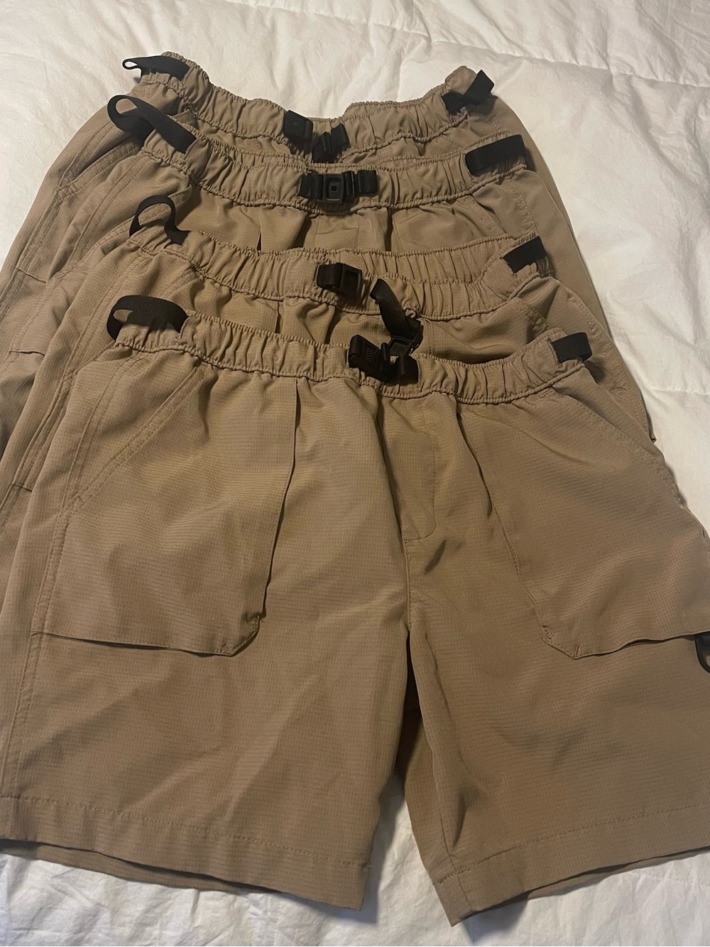 wonder nation Khaki Utility Cargo Shorts with Elastic Waist and Buckle